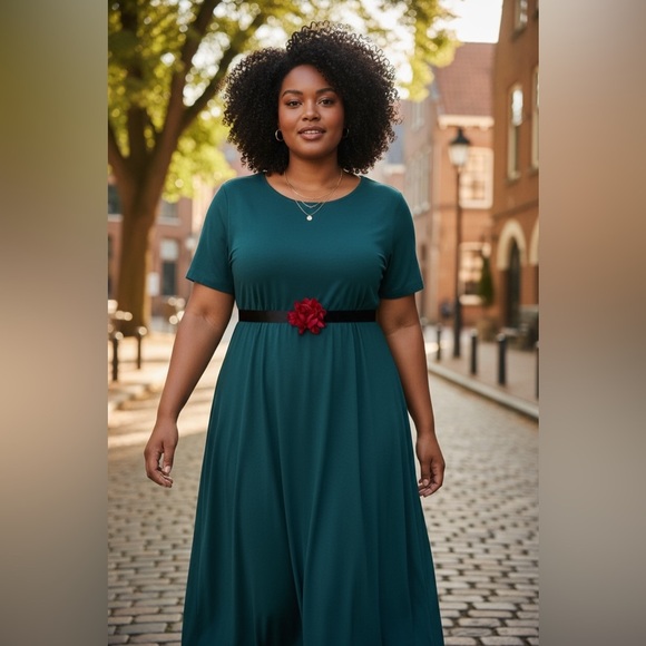 Red Satin Flower Sash Belt - Size XL - Picture 8 of 8